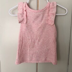 Girls' Pink Ruffle Sleeve Ribbed Tank Top
